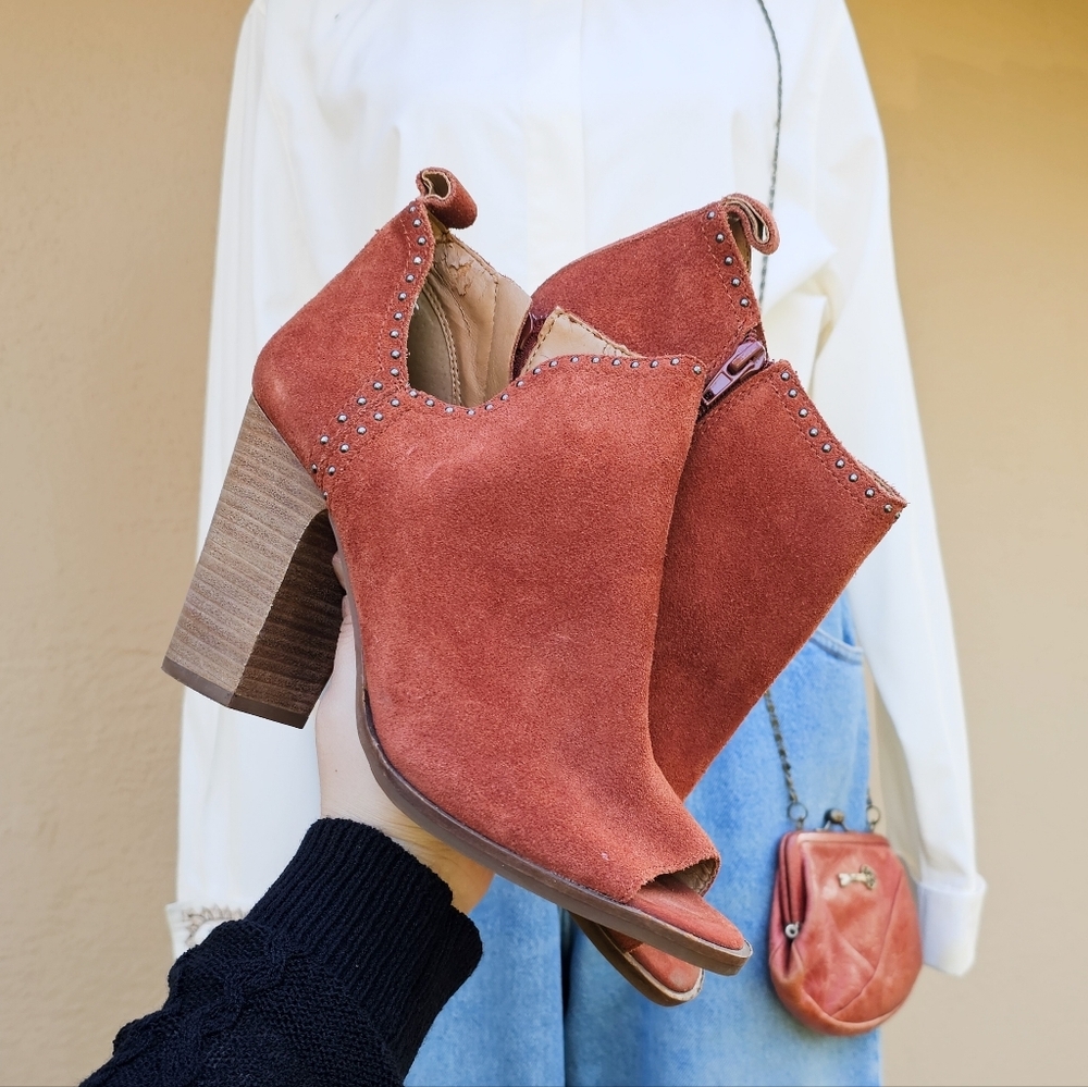 Suede Lucky Brand Lotisha Open Toe Boots Size 10